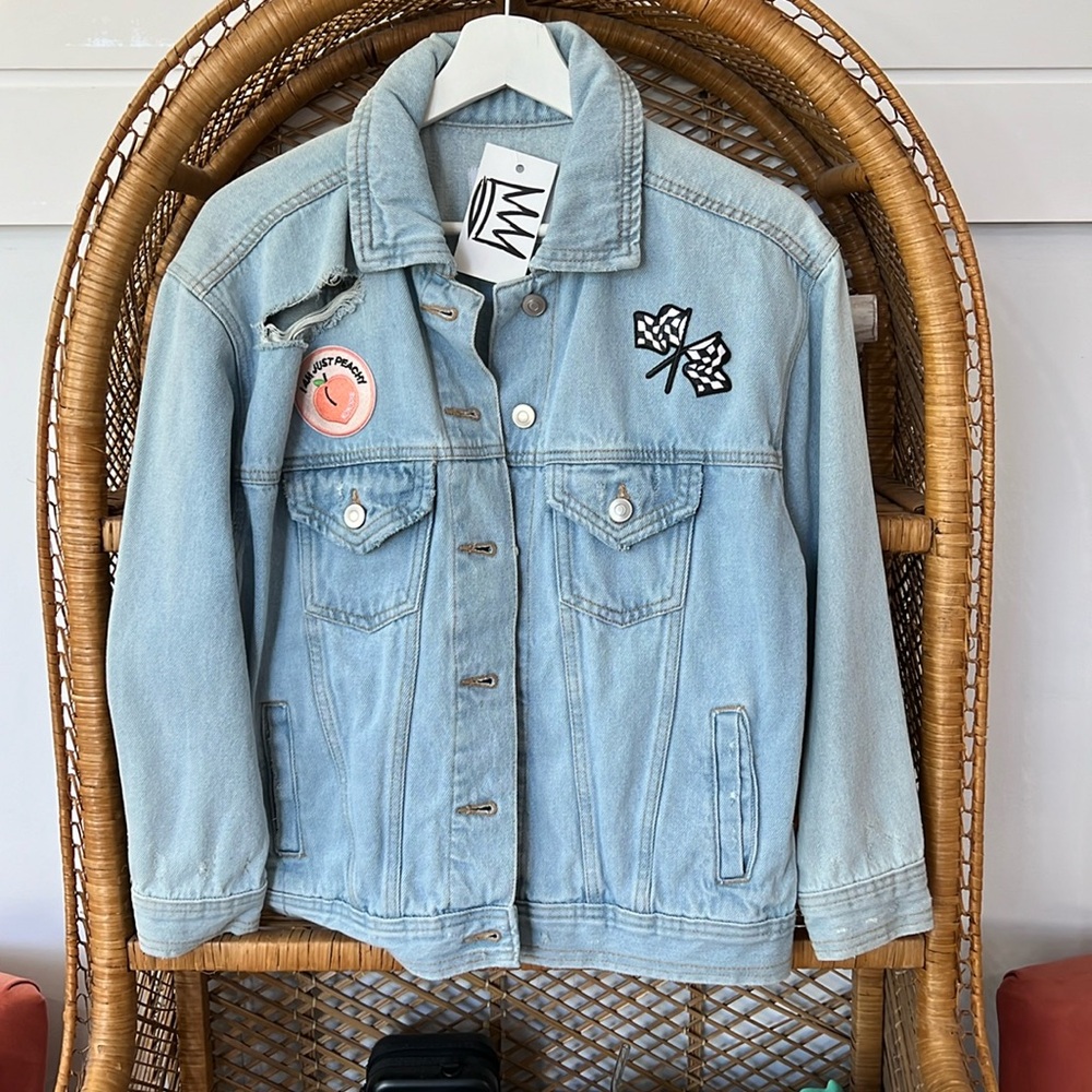 Distressed Jean Jacket with patches